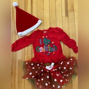 🌟4/$16🌟EUC Christmas shirt, hat  & tutu size 24m